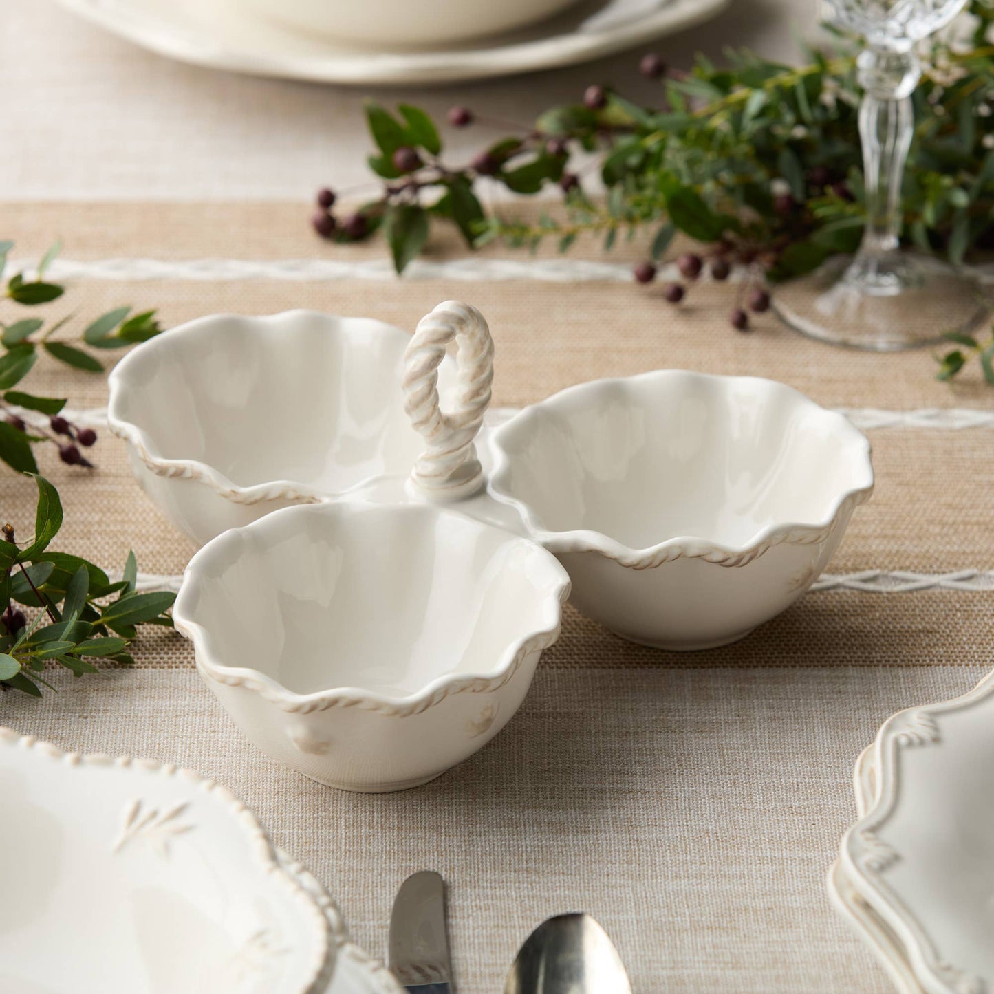Heritage Condiment Server – 3-Section with Artisan Handle