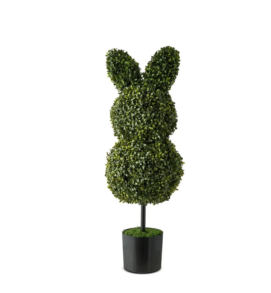 32" UV BOXWOOD BUNNY TOPIARY + Bow