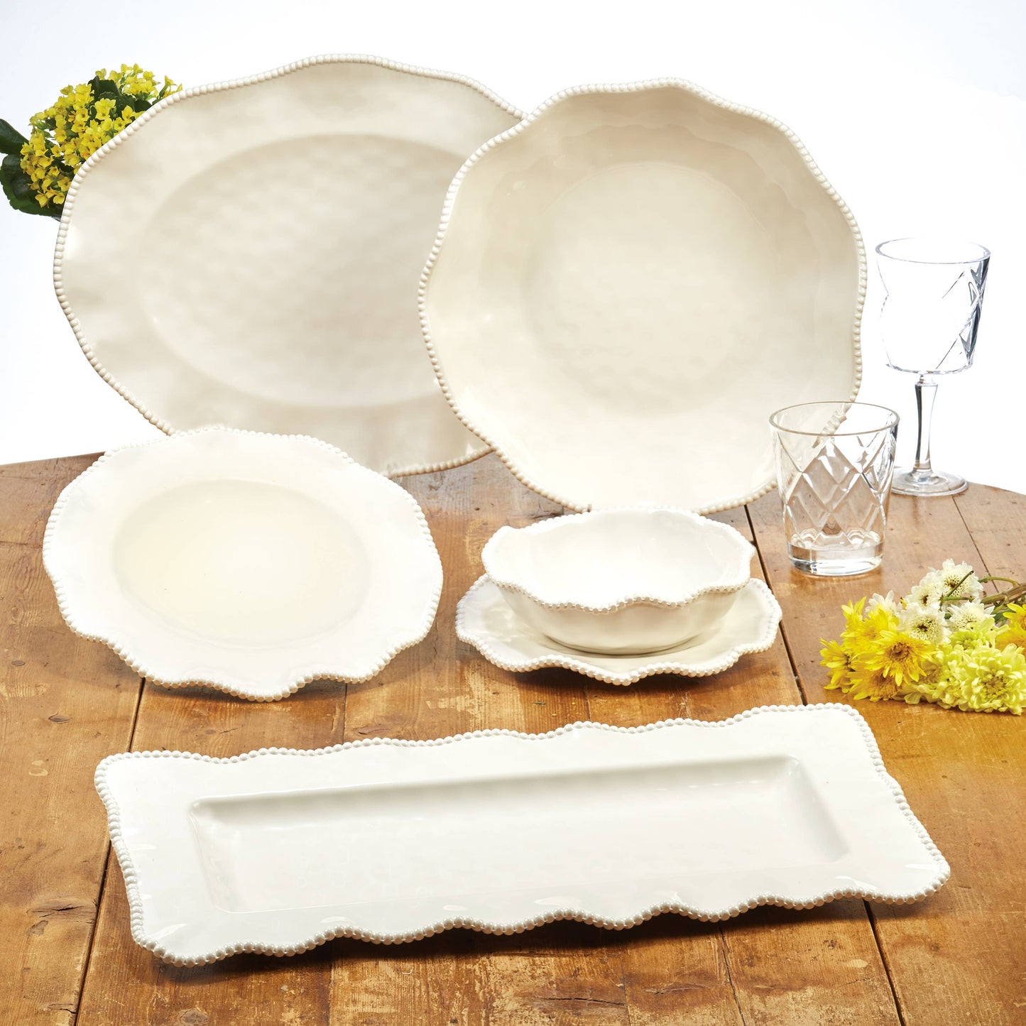 Perlette Cream Melamine Oval Platter 18 in x 13.5 in