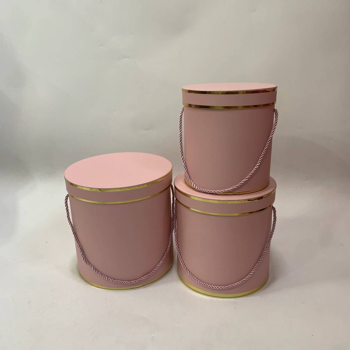 Double Gold Rim Round Flower Gift Box