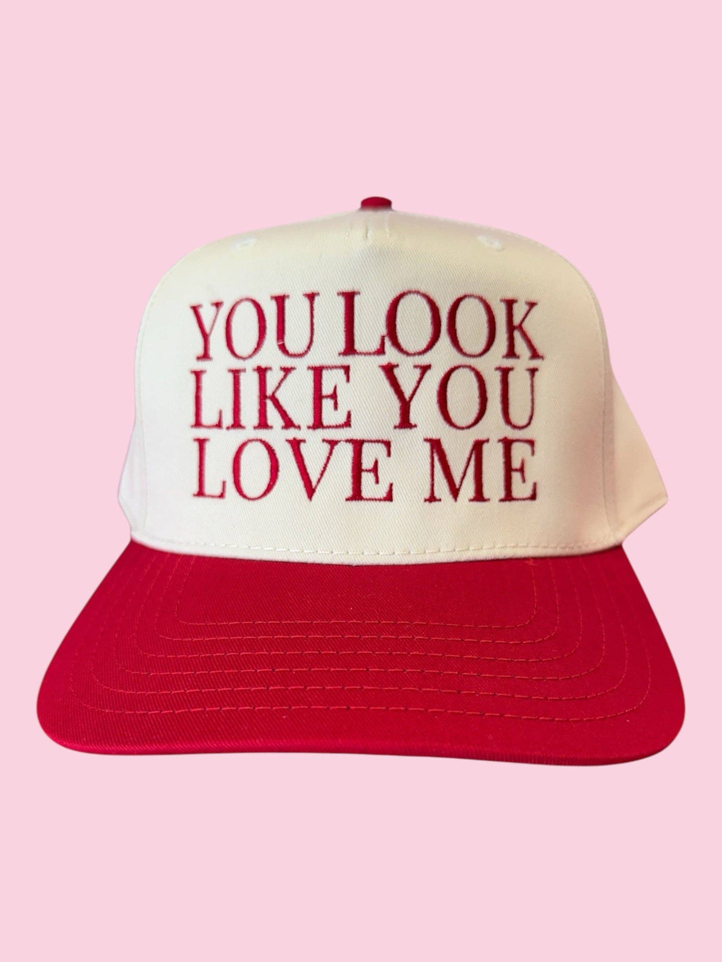 You Look Like You Love Me Canvas Trucker Hat - Red