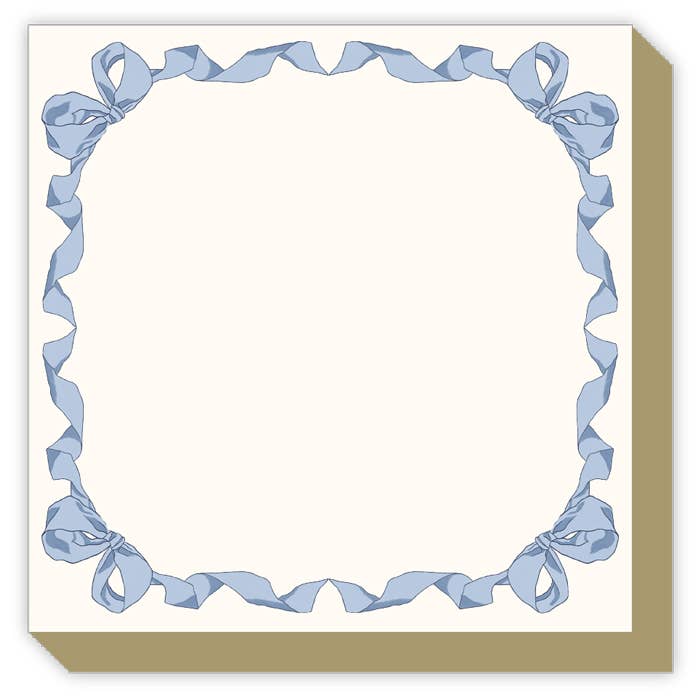 French Blue Ribbon and Bow Border Luxe Notepad