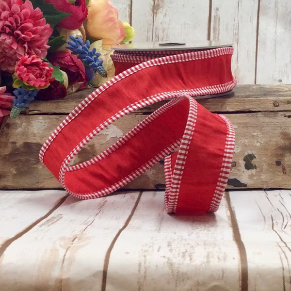 Red White Check Edge 1.5"x10yds
