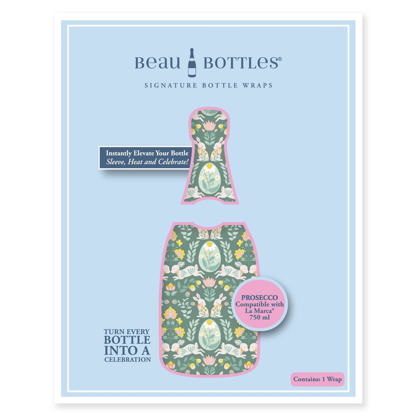 Beau Bottles Spring Folk Bunnies- Prosecco Collection