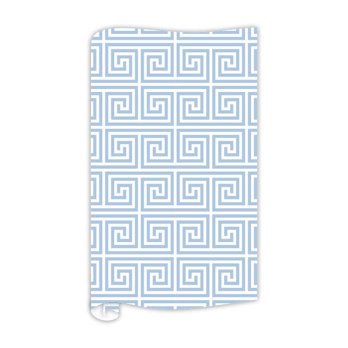 Greek Key Pattern French Blue Wrapping Paper
