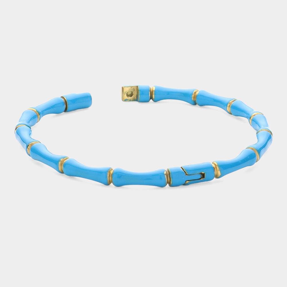 Enamel Bamboo Hinged Bangle Bracelet