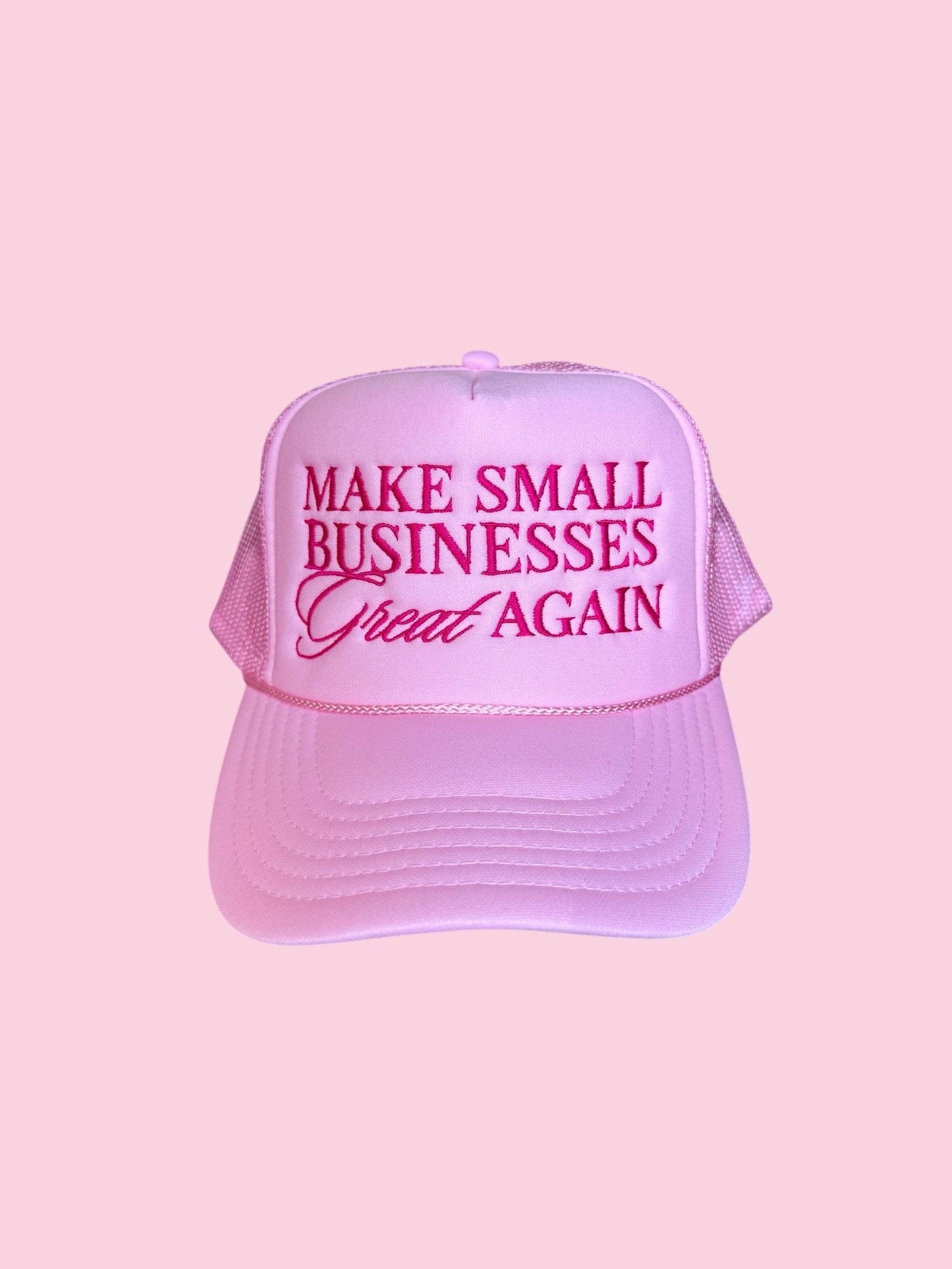 Make Small Businesses Great Again Trucker Hat - Light pink