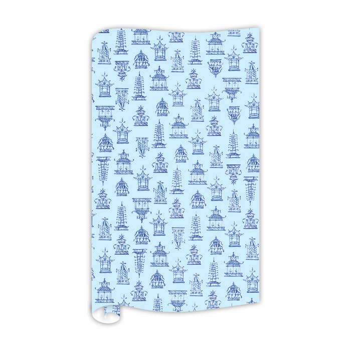 Blue Pagoda Pattern Wrapping Paper