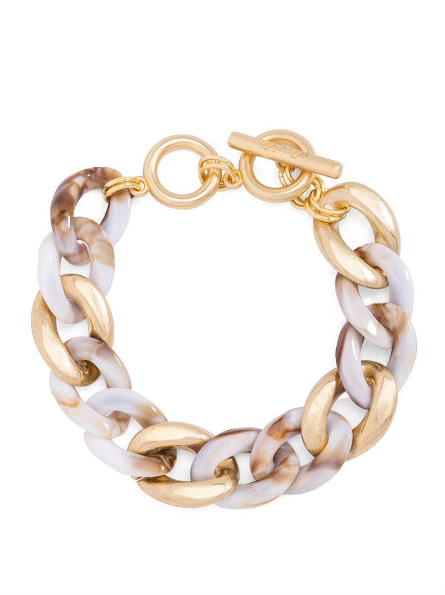 Marbled Beige Mixed Curb Chain Bracelet