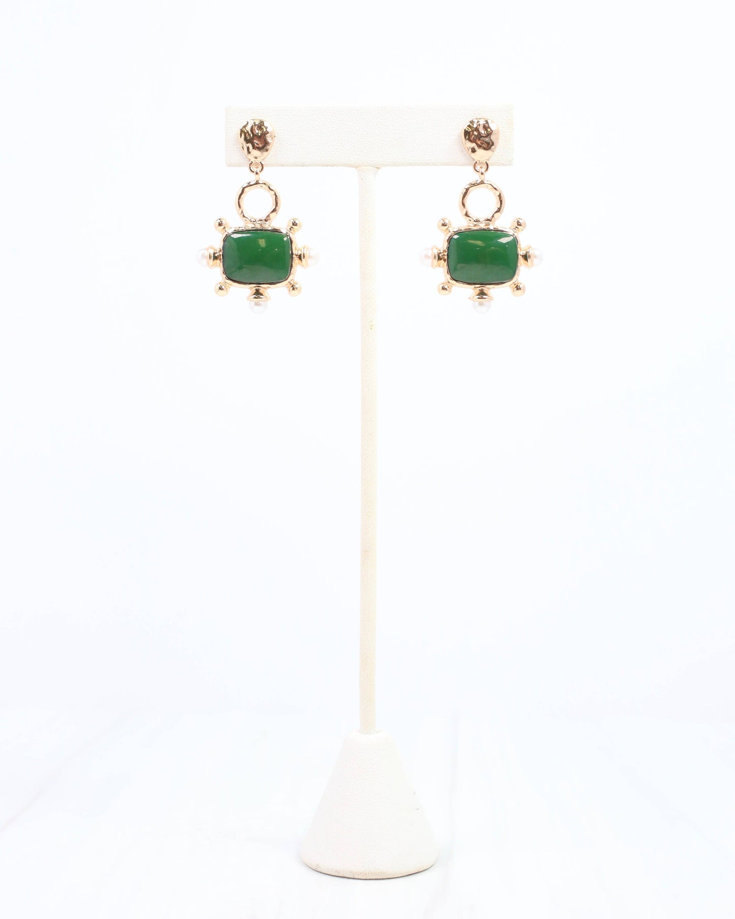 Buena Vista Stone and Pearl Drop Earring Green