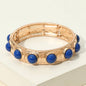 Bead Pearl Embellished Hammered Metal Stretch Bracelet
