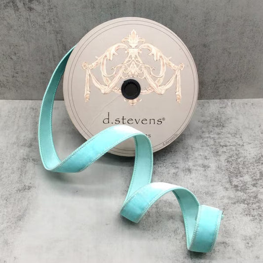 1" x 10yds Velvet Ocean Water, Dupioni Backing, Ocean Water