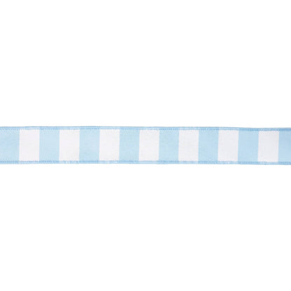 1 1/2" Wired Ribbon | Light Blue Horizontal Stripe w/ Blue Backing| 10 Yard Roll