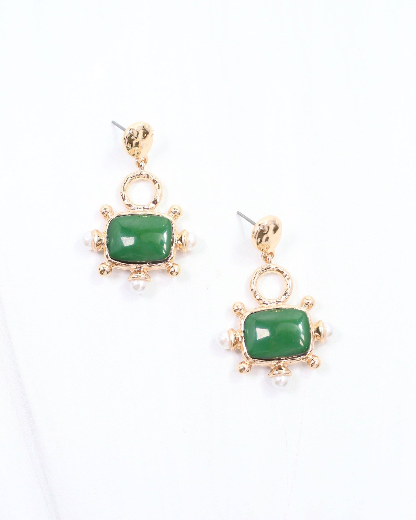 Buena Vista Stone and Pearl Drop Earring Green