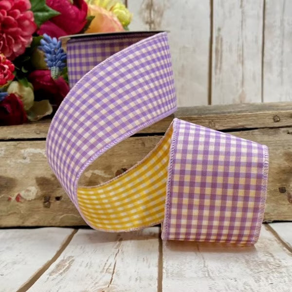2.5" x 10yds Poplin Gingham Lavender
