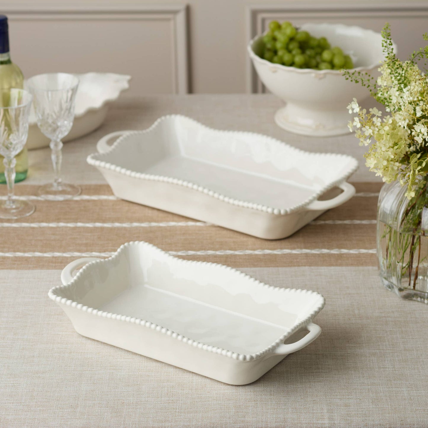 Perlette Cream Medium Rectagular Baker 14in x 8.75in