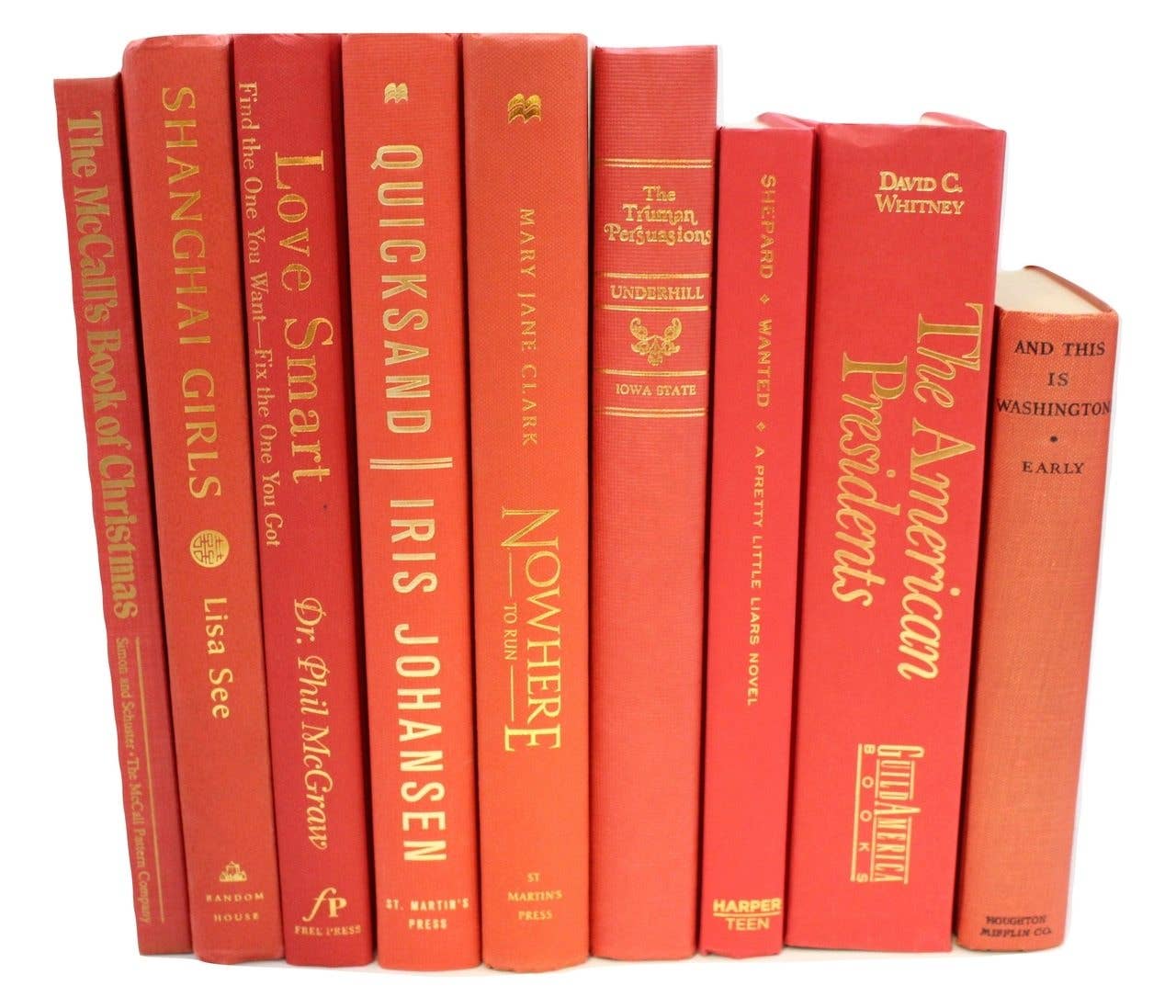 Orange books by the foot for decor