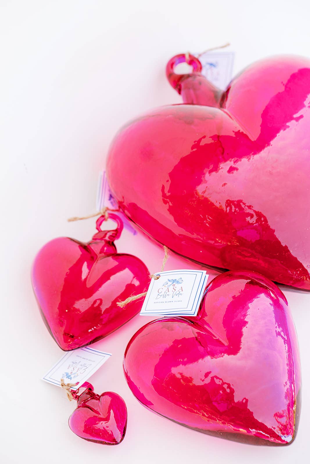 Blown Glass Heart - Pink - Small
