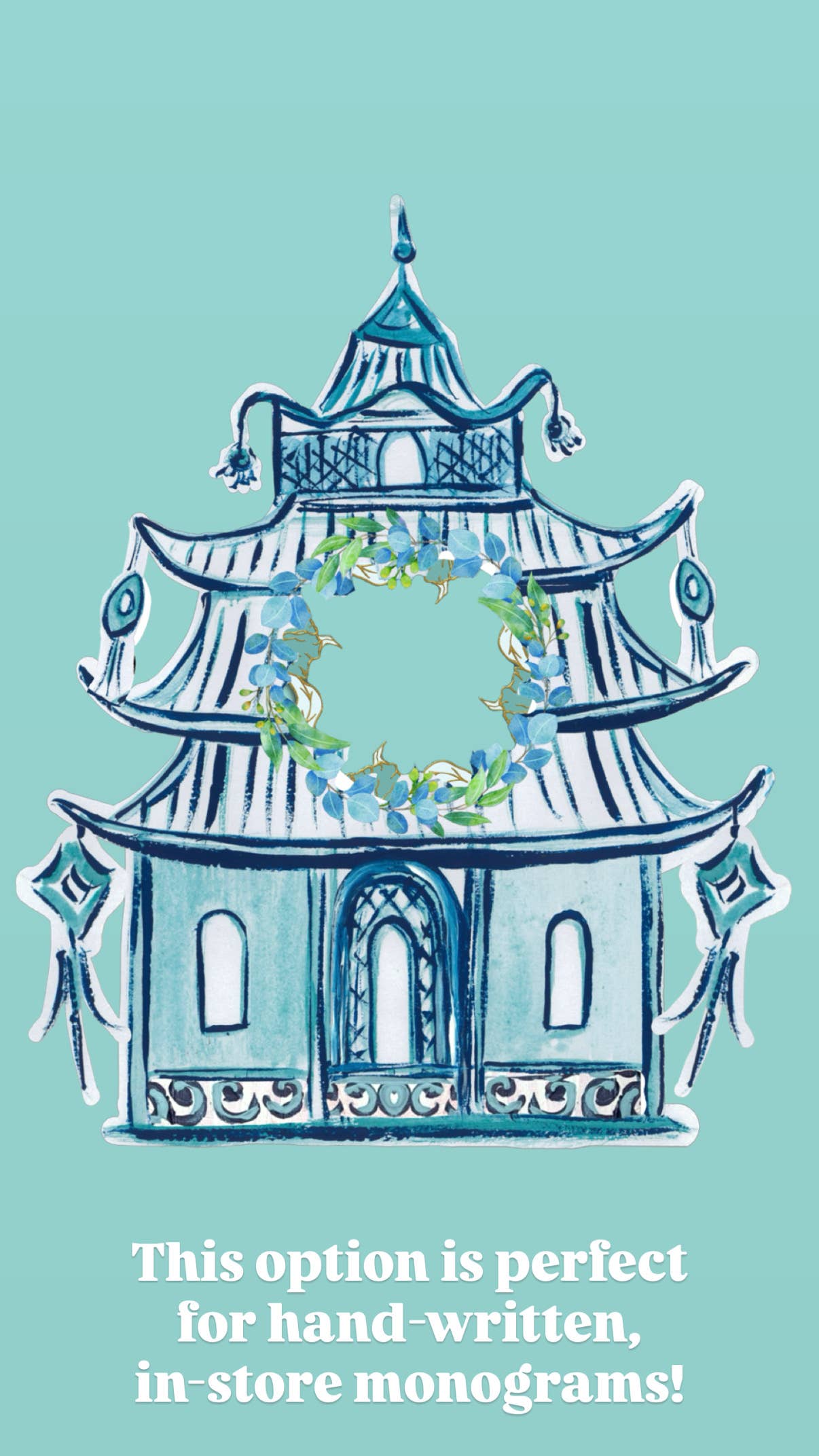 LARGE Designer Blue Pagoda Personalized Door Hanger