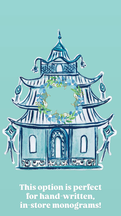 LARGE Designer Blue Pagoda Personalized Door Hanger
