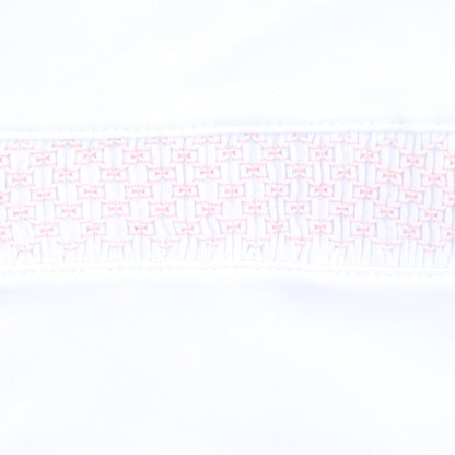 Solid Essentials White Pink Smocked Gown