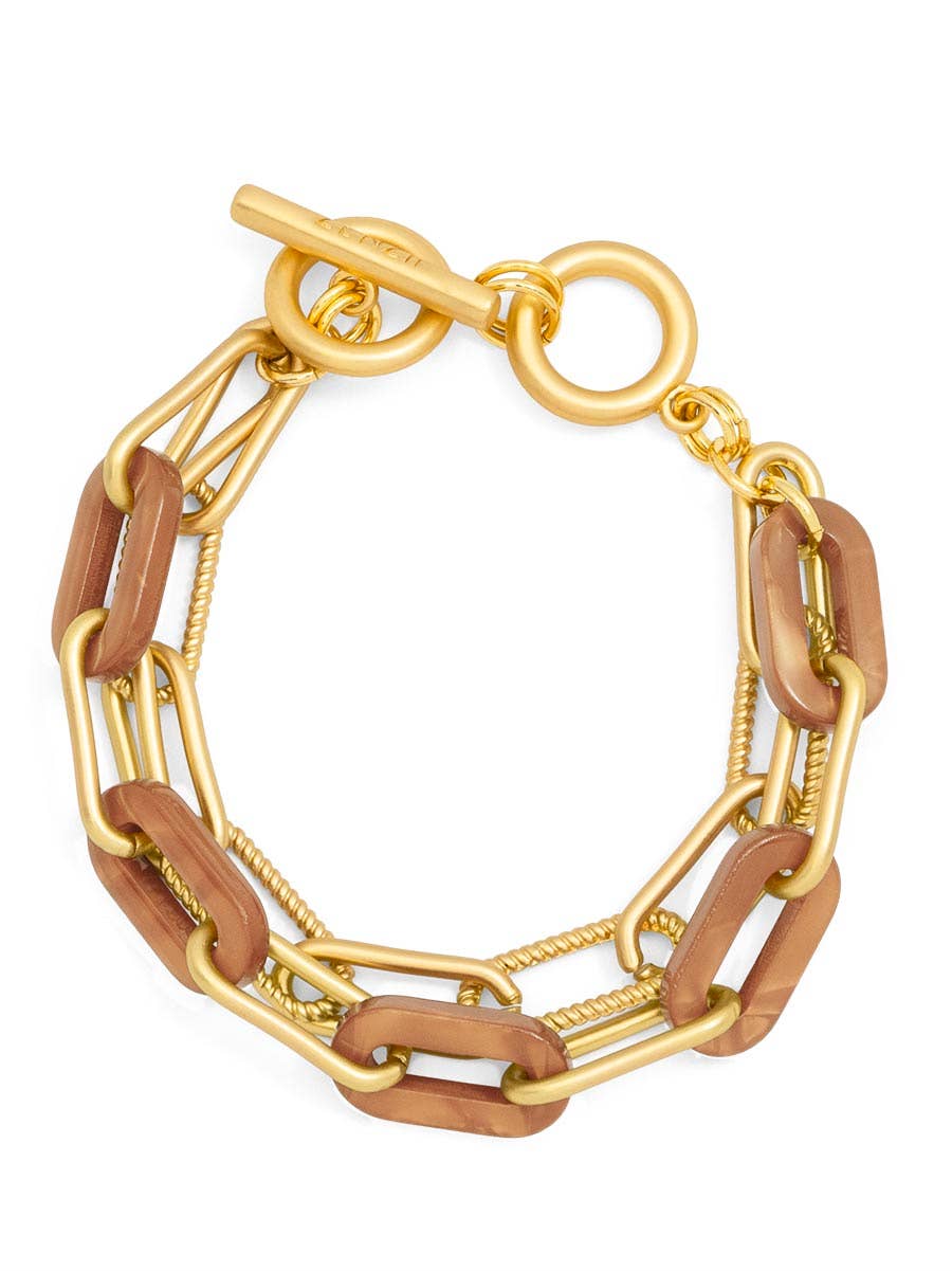 Marbled Resin Link Layered Toggle Bracelet