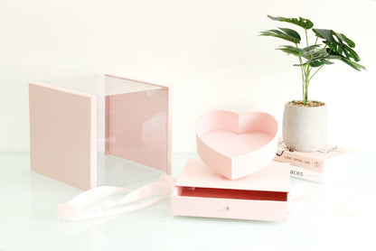 Square PVC Flower Box with Tilted Heart and Drawer