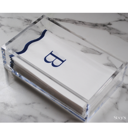 Letter “B” Initials Monogram Paper Napkins - Blue and White Scalloped
