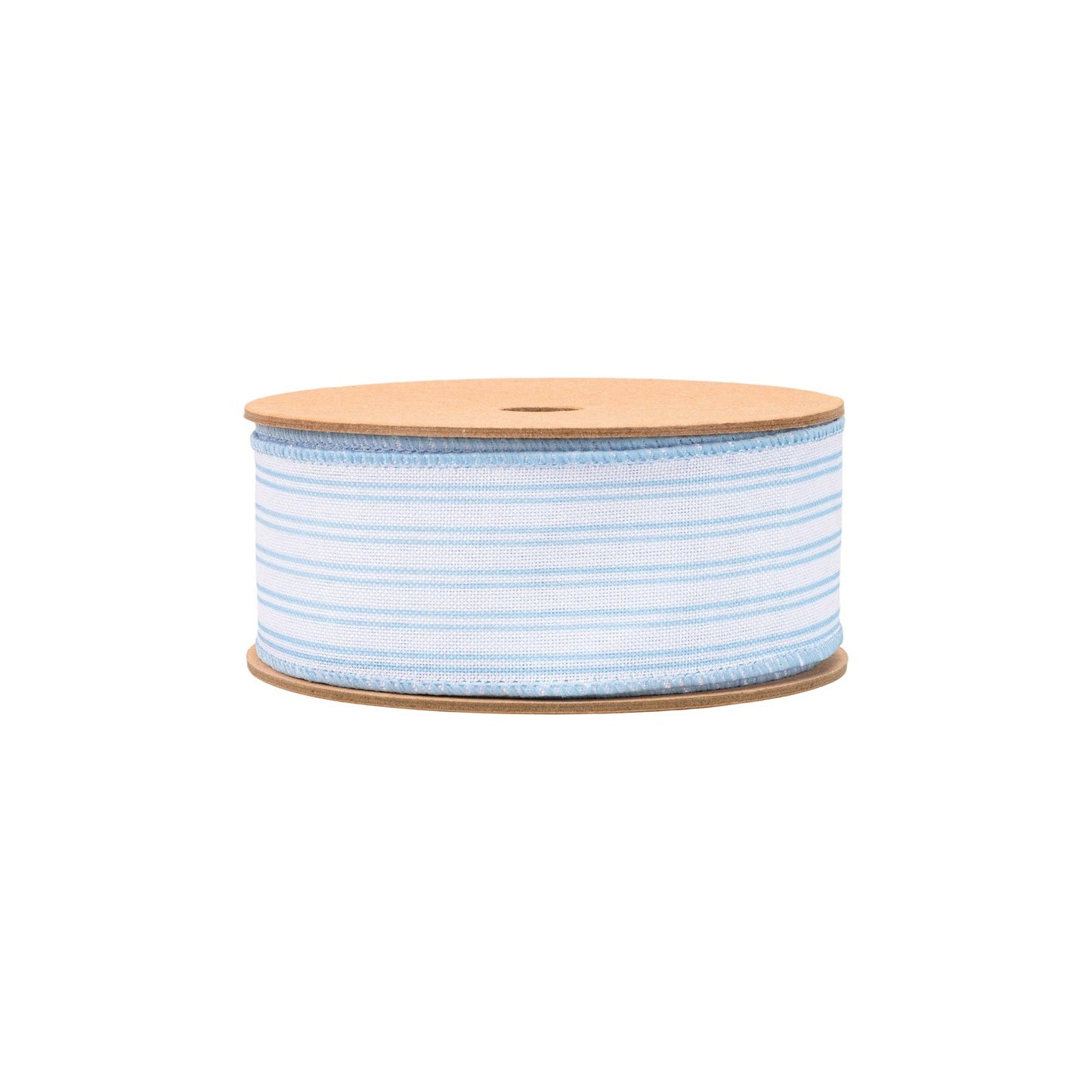 1 1/2" Wired Ribbon | Light Blue Ticking Stripe | 10 Yard Roll