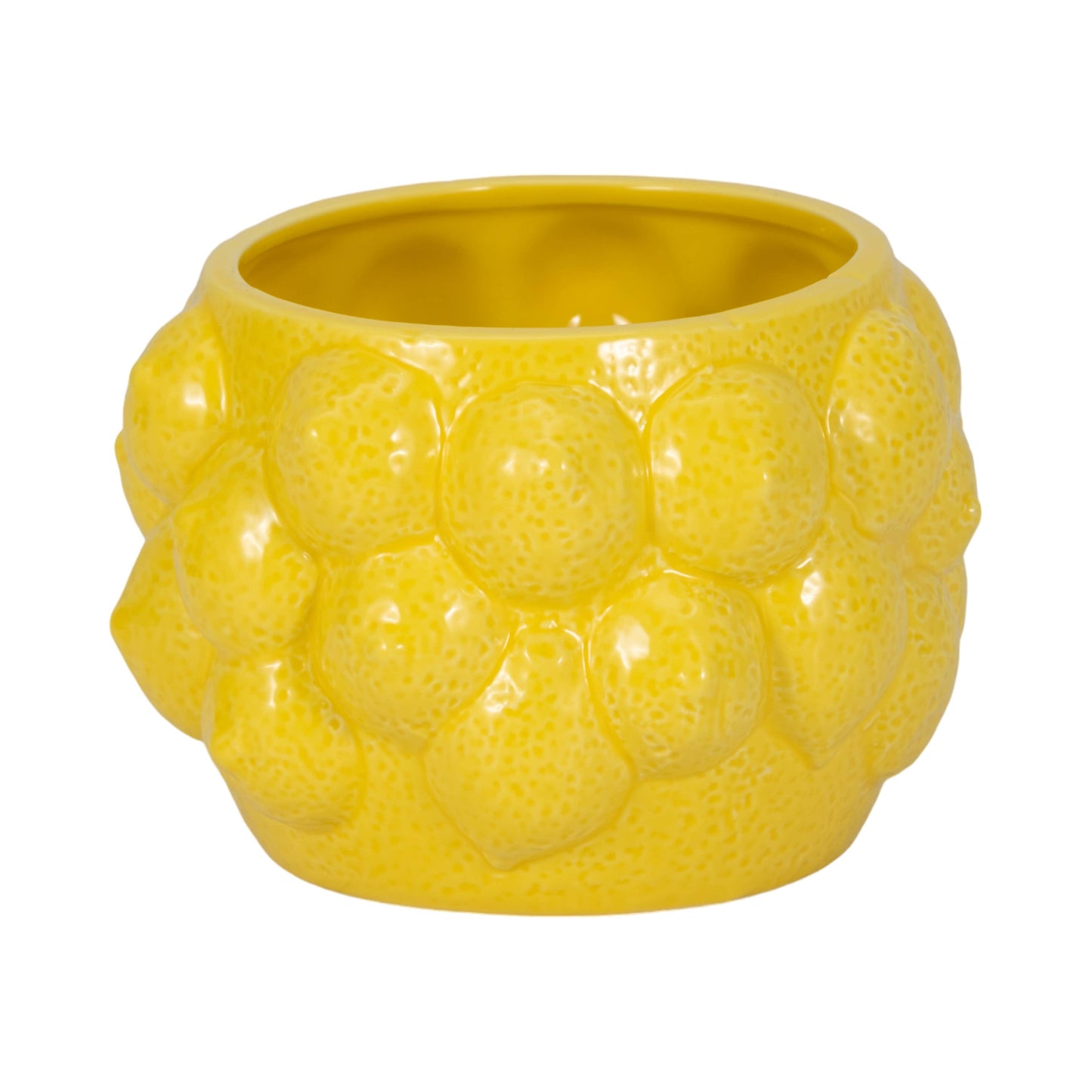 Planter Pot - Yellow Ceramic Solid Lemons Flower, 7 in.