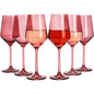 Rose Pink Wine Glasses Set of 6 (12 oz) Italian Style