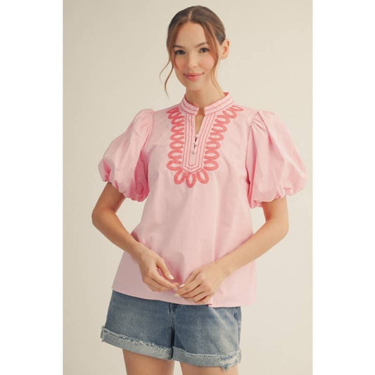 Embroidery Detail Solid Top