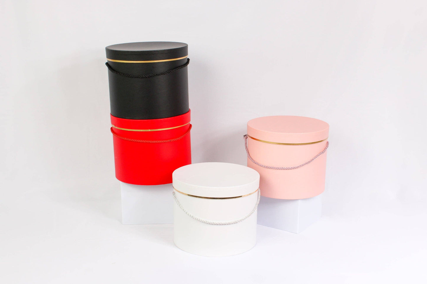 Single Gold Rim Cylinder Flower Gift Box