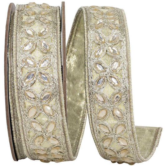 Sumptuous Jewel Metallic Platinum Deluxe Wired Edge Ribbon