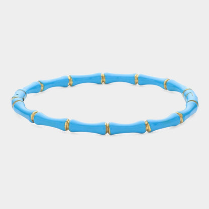 Enamel Bamboo Hinged Bangle Bracelet