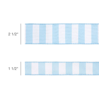 1 1/2" Wired Ribbon | Light Blue Horizontal Stripe w/ Blue Backing| 10 Yard Roll