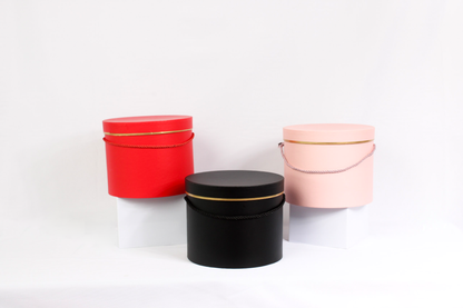 Single Gold Rim Cylinder Flower Gift Box