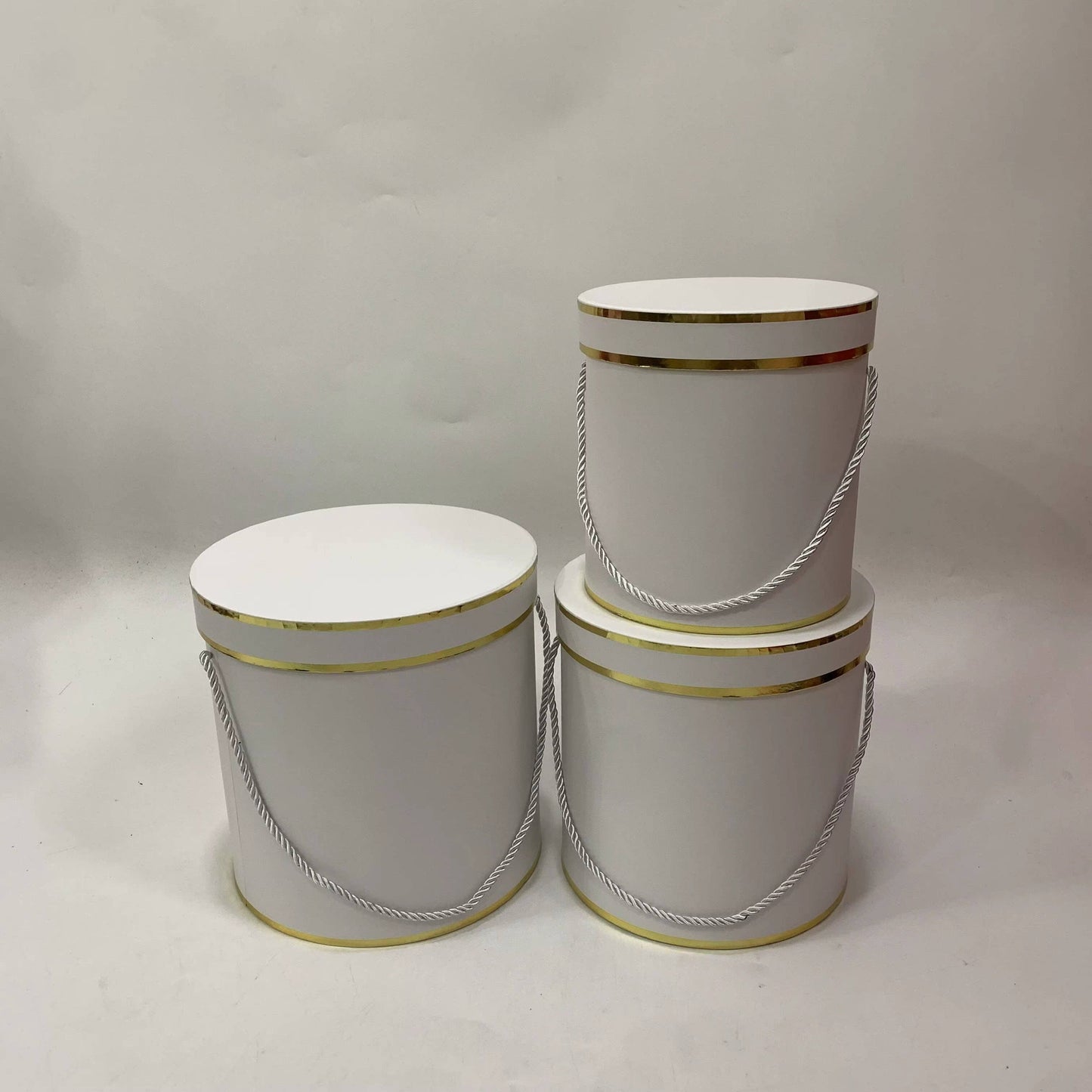 Double Gold Rim Round Flower Gift Box