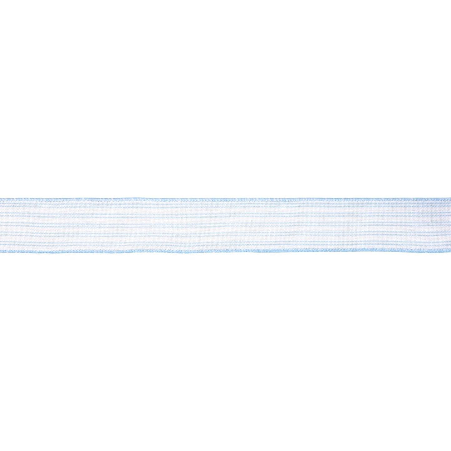 1 1/2" Wired Ribbon | Light Blue Ticking Stripe | 10 Yard Roll