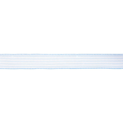 1 1/2" Wired Ribbon | Light Blue Ticking Stripe | 10 Yard Roll