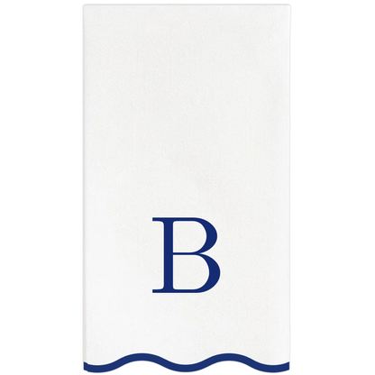 Letter “B” Initials Monogram Paper Napkins - Blue and White Scalloped