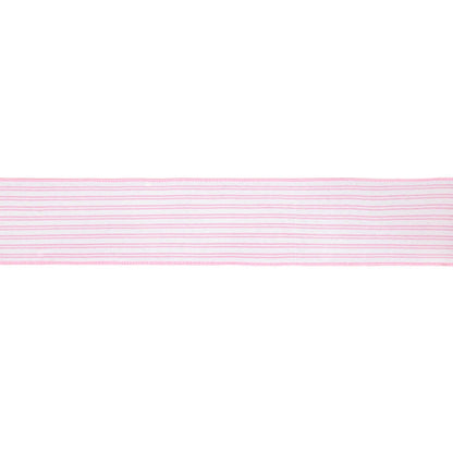 2 1/2" Wired Ribbon | Pink Ticking Stripe | 10 Yard Roll