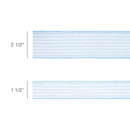 1 1/2" Wired Ribbon | Light Blue Ticking Stripe | 10 Yard Roll
