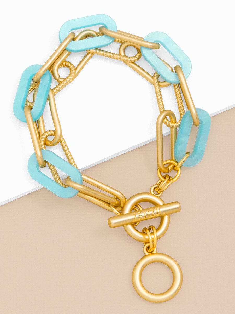 Marbled Resin Link Layered Toggle Bracelet