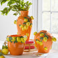 9.5" Orange Tall Vase with Lemons