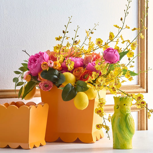 Orange Scalloped Planter - Small