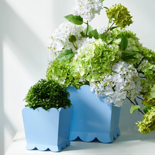 Blue Scalloped Planter - Large