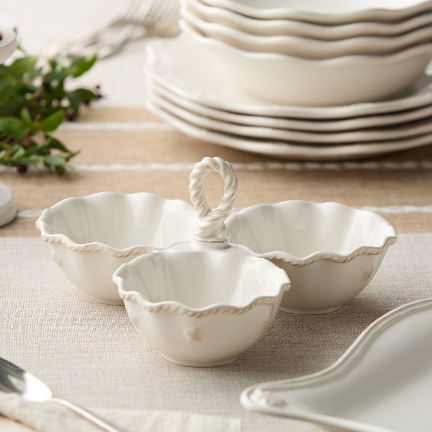 Heritage Condiment Server – 3-Section with Artisan Handle