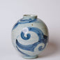 Blue and White Clouds Rustic Porcelain Globe Vase