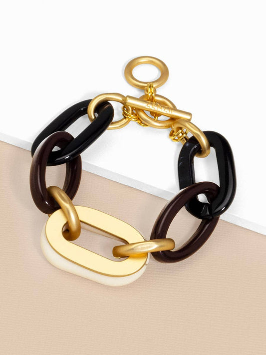Resin and Metal Oval Link Toggle Bracelet